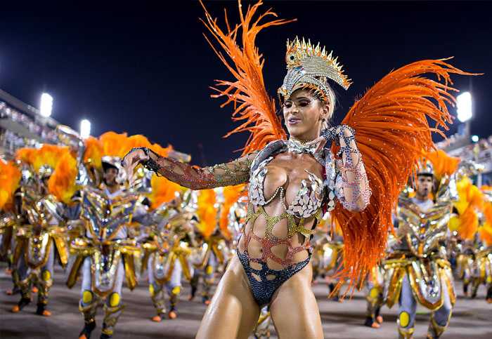 Brazilian Carnival female costume with feathers