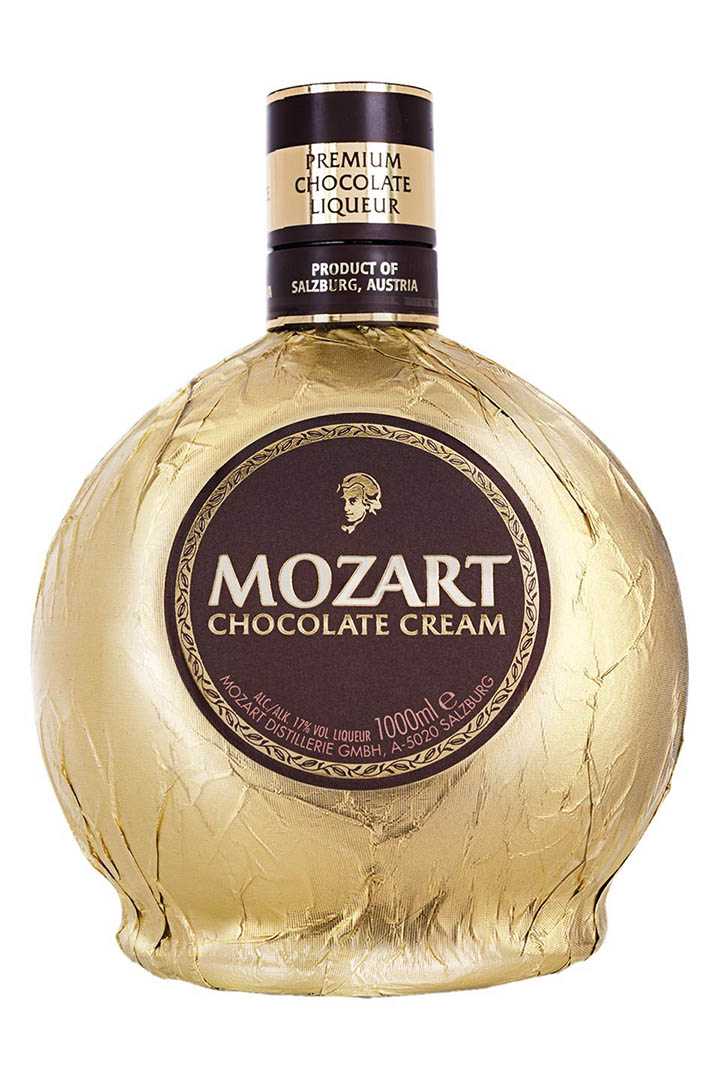 Chocolate cream liqeuer bottle with Mozart